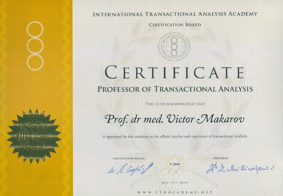 Certificate Professor of Transactional Analysis
